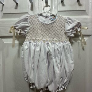 White Baby Romper with Gold Accents